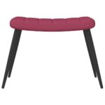 Chaise de relaxation avec tabouret Rouge bordeaux Velours – Image 6