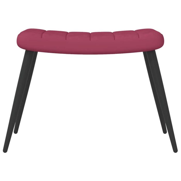Chaise de relaxation avec tabouret Rouge bordeaux Velours – Image 6