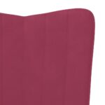 Chaise de relaxation avec tabouret Rouge bordeaux Velours – Image 7