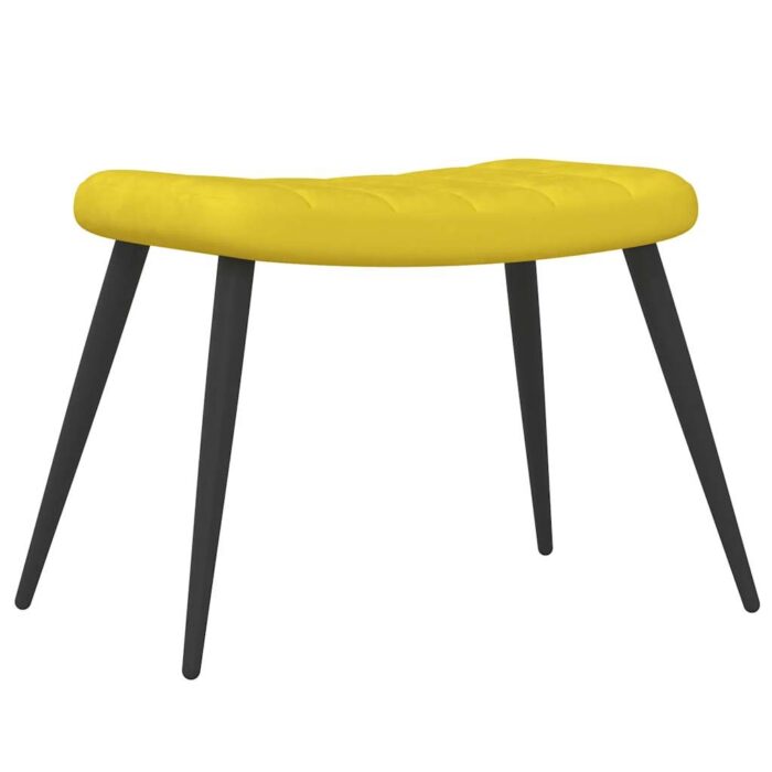 Chaise de relaxation avec tabouret Jaune moutarde Velours – Image 5