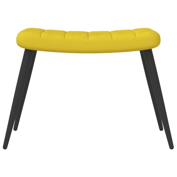 Chaise de relaxation avec tabouret Jaune moutarde Velours – Image 6