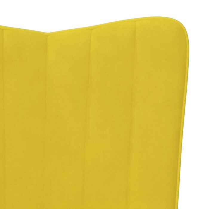 Chaise de relaxation avec tabouret Jaune moutarde Velours – Image 7