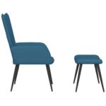 Chaise de relaxation avec tabouret Bleu Velours – Image 2