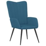 Chaise de relaxation avec tabouret Bleu Velours – Image 4