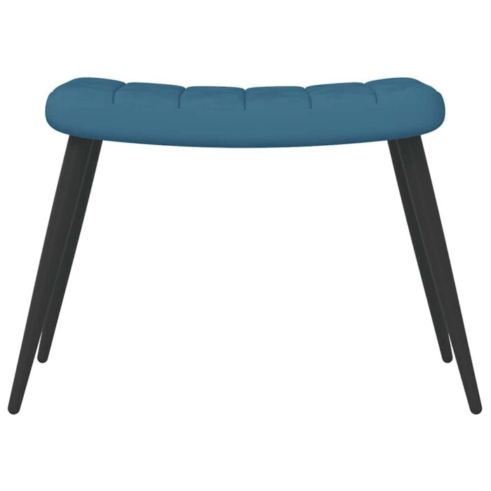 Chaise de relaxation avec tabouret Bleu Velours – Image 6