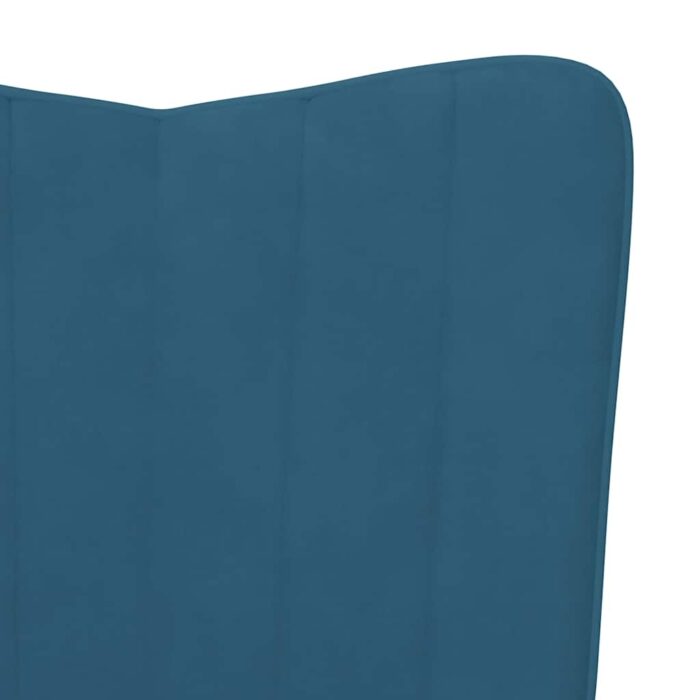 Chaise de relaxation avec tabouret Bleu Velours – Image 7