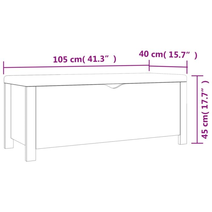 Boîte de rangement avec coussin gris 105x40x45 cm – Image 5