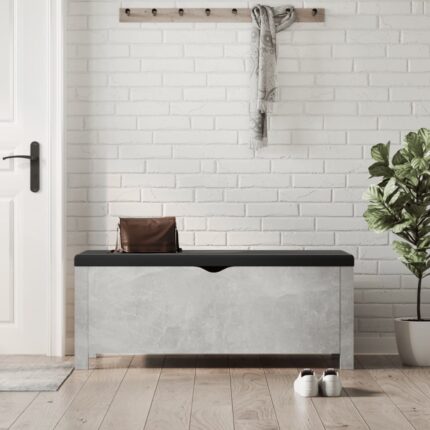 Boîte de rangement avec coussin gris béton 105x40x45 cm