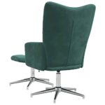 Chaise de relaxation avec tabouret Vert foncé Velours – Image 3