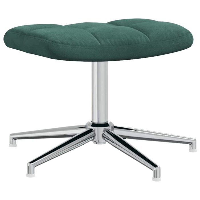 Chaise de relaxation avec tabouret Vert foncé Velours – Image 5