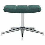 Chaise de relaxation avec tabouret Vert foncé Velours – Image 6