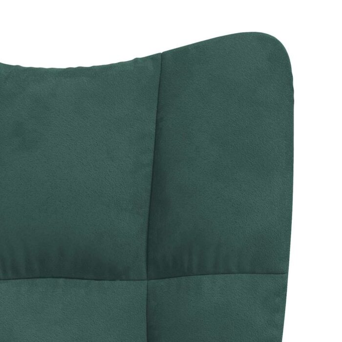 Chaise de relaxation avec tabouret Vert foncé Velours – Image 7