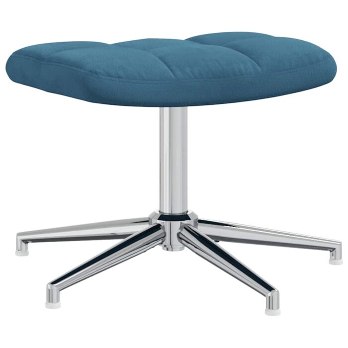 Chaise de relaxation avec tabouret Bleu Velours – Image 5