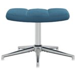 Chaise de relaxation avec tabouret Bleu Velours – Image 6