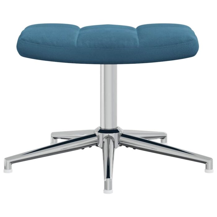 Chaise de relaxation avec tabouret Bleu Velours – Image 6