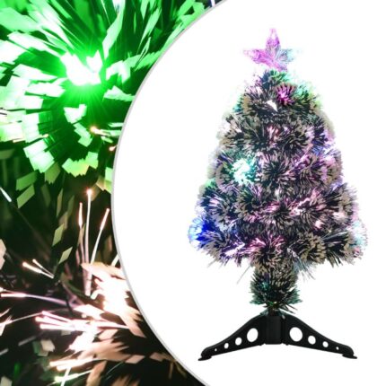 Arbre de Noël pré-éclairé vert et blanc 64 cm fibre optique