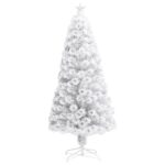 Arbre de Noël artificiel pré-éclairé blanc 150 cm fibre optique – Image 2