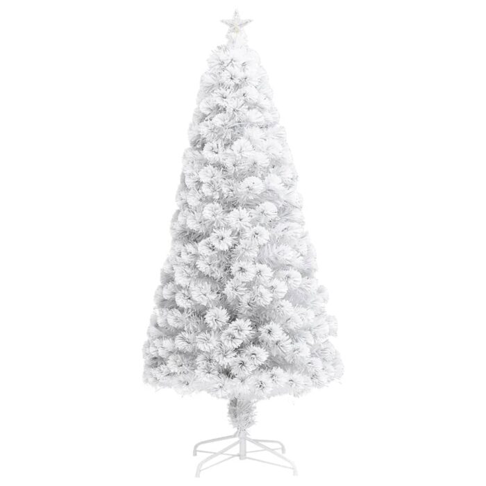 Arbre de Noël artificiel pré-éclairé blanc 150 cm fibre optique – Image 2