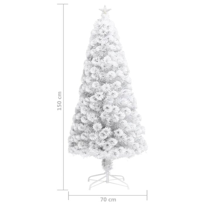 Arbre de Noël artificiel pré-éclairé blanc 150 cm fibre optique – Image 8