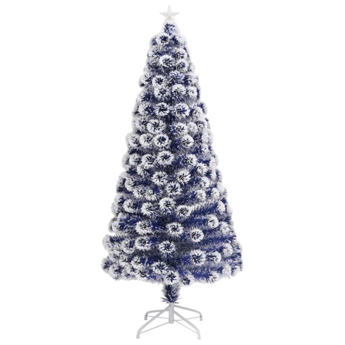 Arbre de Noël artificiel pré-éclairé blanc/bleu fibre optique – Image 2