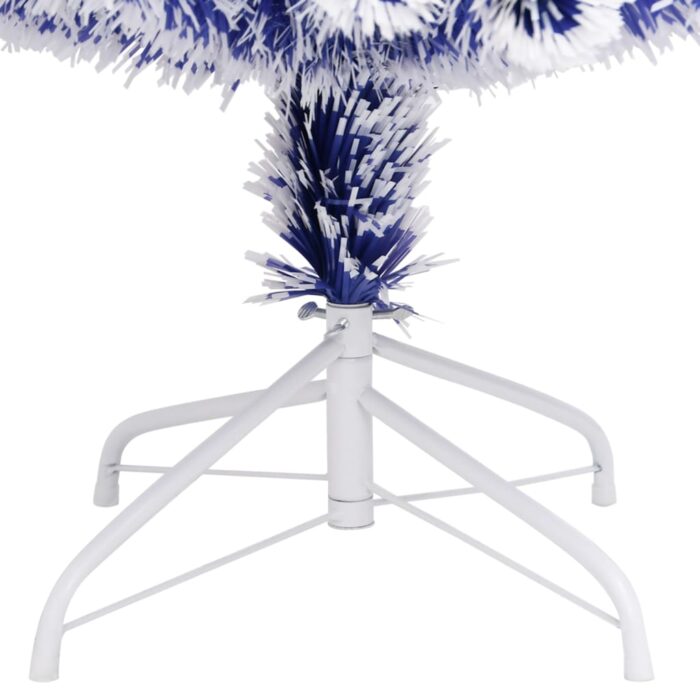 Arbre de Noël artificiel pré-éclairé blanc/bleu fibre optique – Image 7
