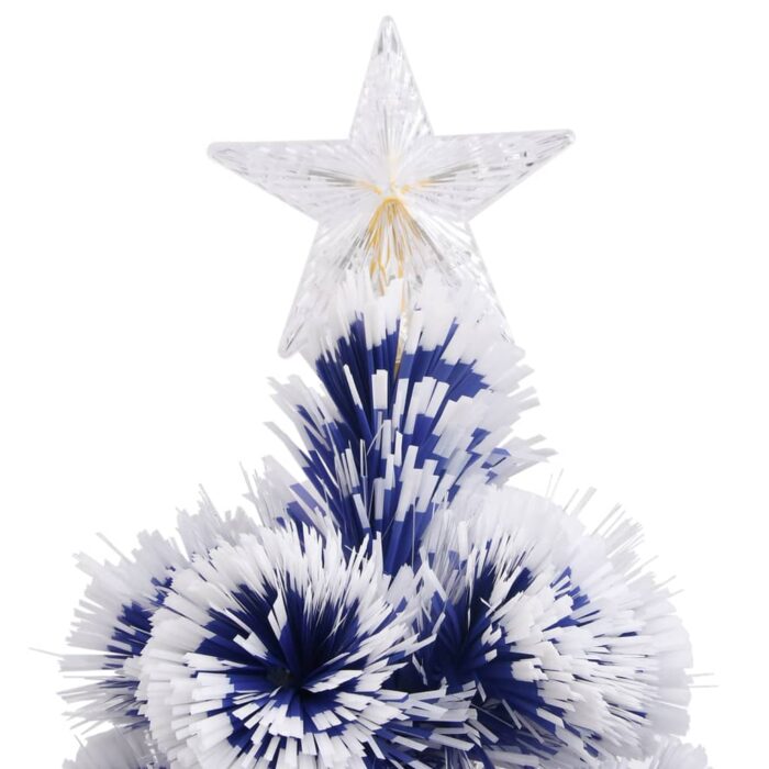 Arbre de Noël artificiel pré-éclairé blanc/bleu fibre optique – Image 4