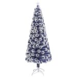 Arbre de Noël artificiel pré-éclairé blanc/bleu fibre optique – Image 2