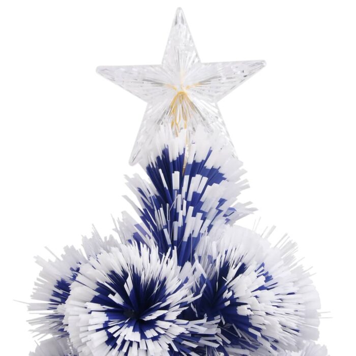 Arbre de Noël artificiel pré-éclairé blanc/bleu fibre optique – Image 4