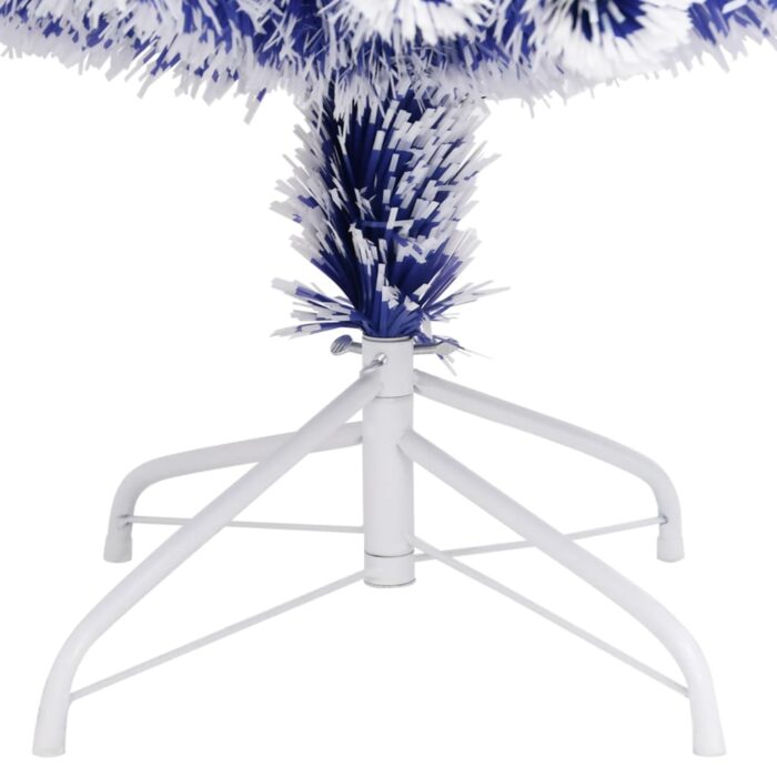 Arbre de Noël artificiel pré-éclairé blanc/bleu fibre optique – Image 7