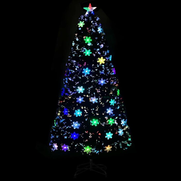 Sapin de Noël et flocons de neige LED Noir 120 cm Fibre optique – Image 2