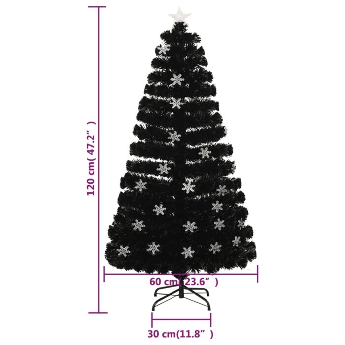 Sapin de Noël et flocons de neige LED Noir 120 cm Fibre optique – Image 8