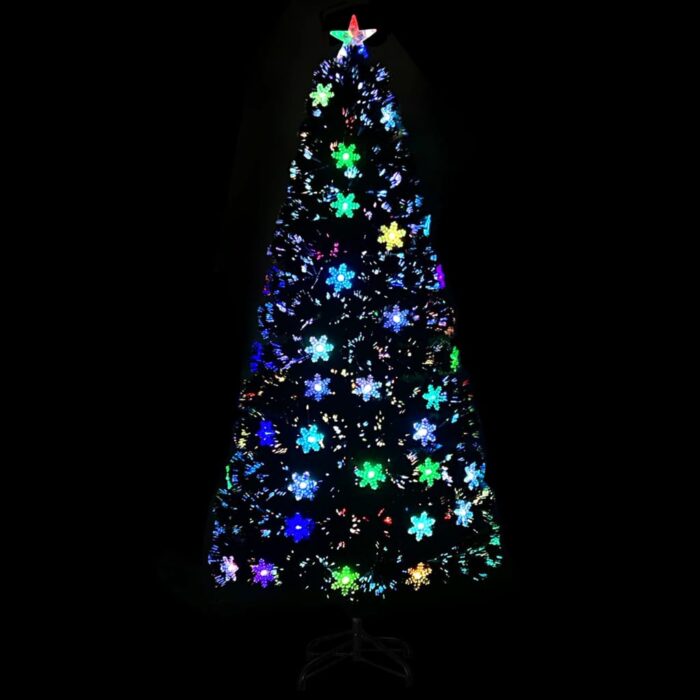 Sapin de Noël et flocons de neige LED Noir 150 cm Fibre optique – Image 2