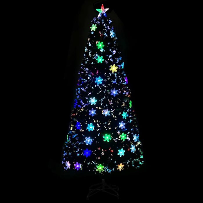 Sapin de Noël et flocons de neige LED Noir 180 cm Fibre optique – Image 2