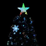 Sapin de Noël et flocons de neige LED Noir 180 cm Fibre optique – Image 3