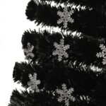 Sapin de Noël et flocons de neige LED Noir 180 cm Fibre optique – Image 4