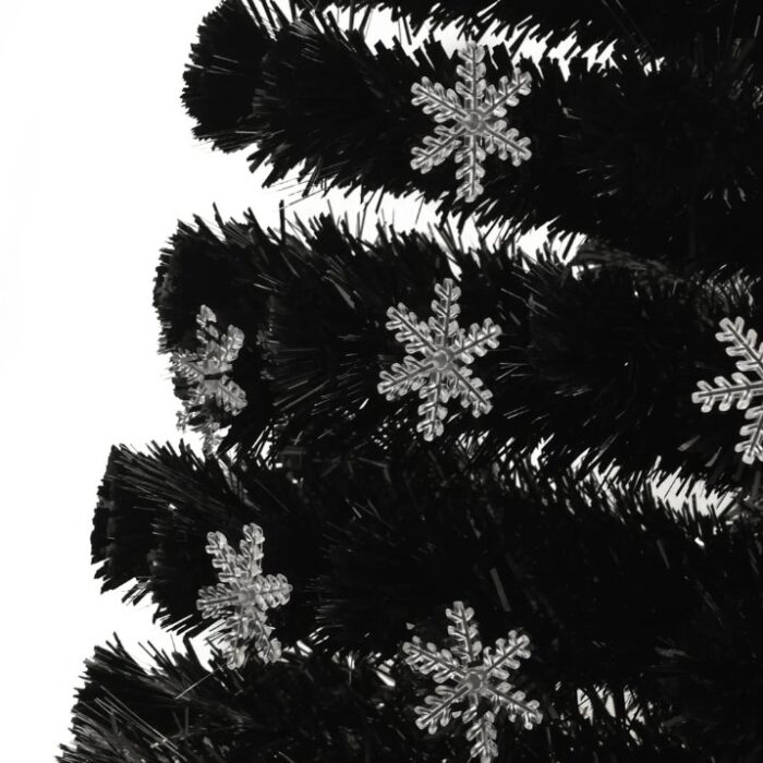 Sapin de Noël et flocons de neige LED Noir 180 cm Fibre optique – Image 4