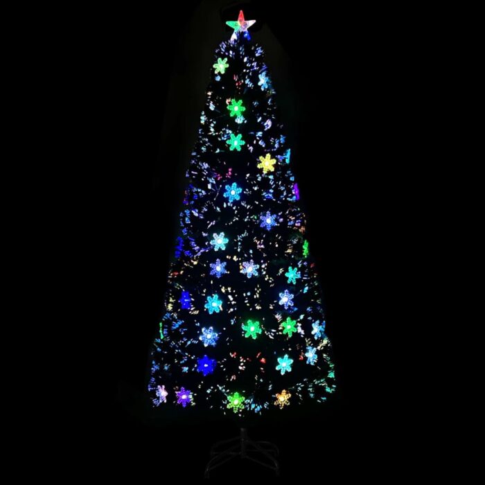 Sapin de Noël et flocons de neige LED Noir 210 cm Fibre optique – Image 2