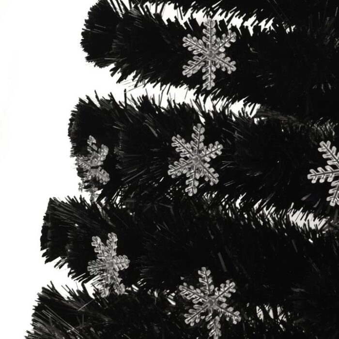 Sapin de Noël et flocons de neige LED Noir 210 cm Fibre optique – Image 5