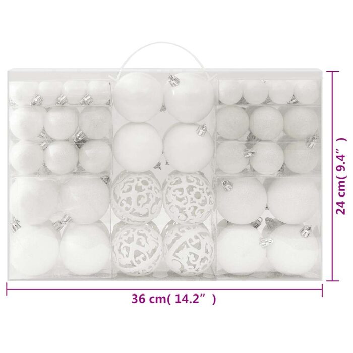 Ensemble de boules de Noël 100 pcs Blanc – Image 7