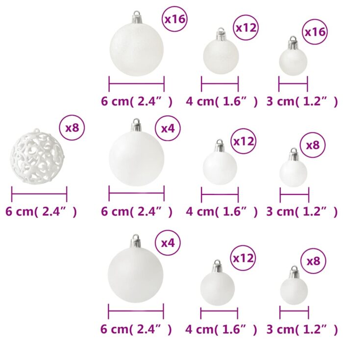Ensemble de boules de Noël 100 pcs Blanc – Image 8