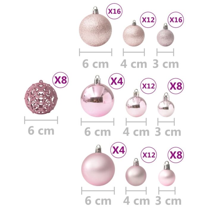 Ensemble de boules de Noël 100 pcs Rose – Image 5