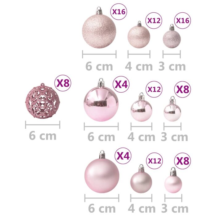 Ensemble de boules de Noël 100 pcs Rose – Image 7