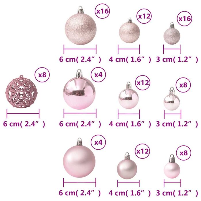 Ensemble de boules de Noël 100 pcs Rose – Image 8