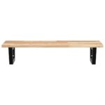 Étagère de vasque murale acier et bois massif d'acacia – Image 2