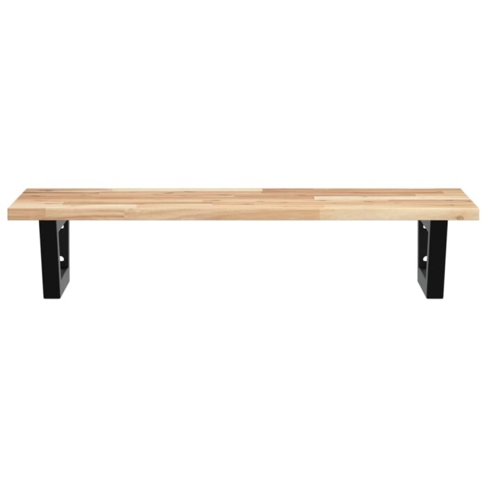 Étagère de vasque murale acier et bois massif d'acacia – Image 2