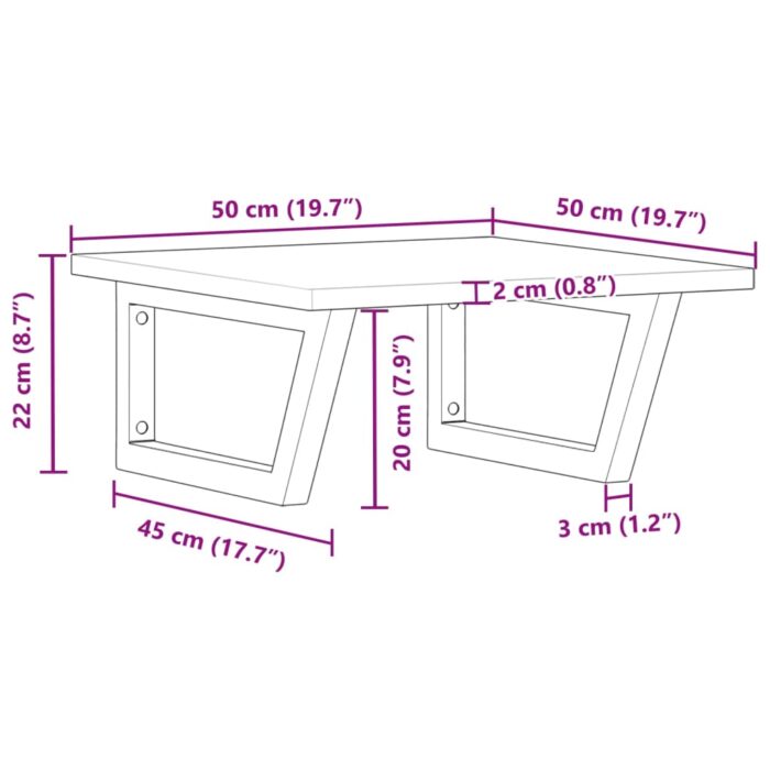 Étagère de vasque murale acier et bois massif d'acacia – Image 9