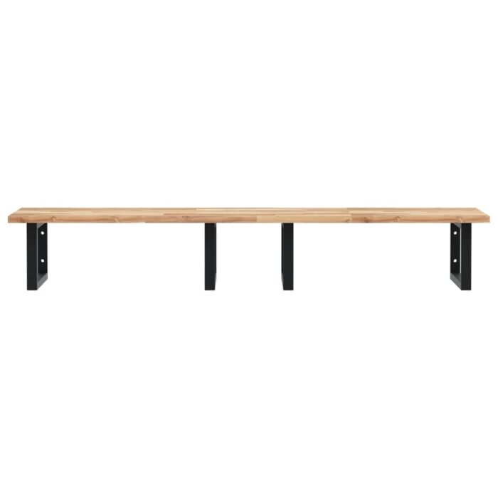 Étagère de vasque murale acier et bois massif d'acacia – Image 2