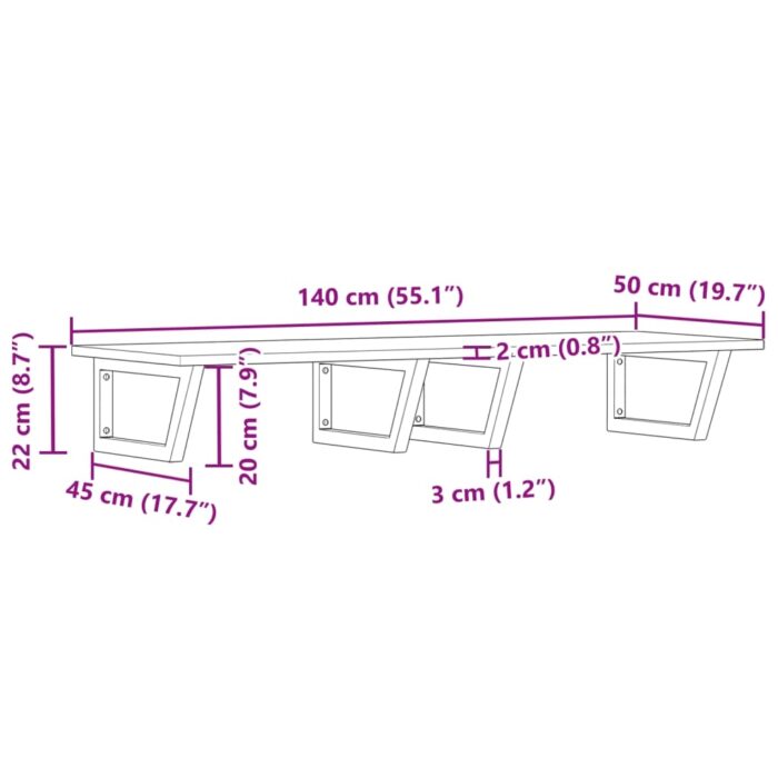 Étagère de vasque murale acier et bois massif d'acacia – Image 9