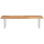 Étagère de vasque murale acier et bois massif d'acacia – Image 2