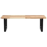 Étagère de vasque murale acier et bois massif d'acacia – Image 2